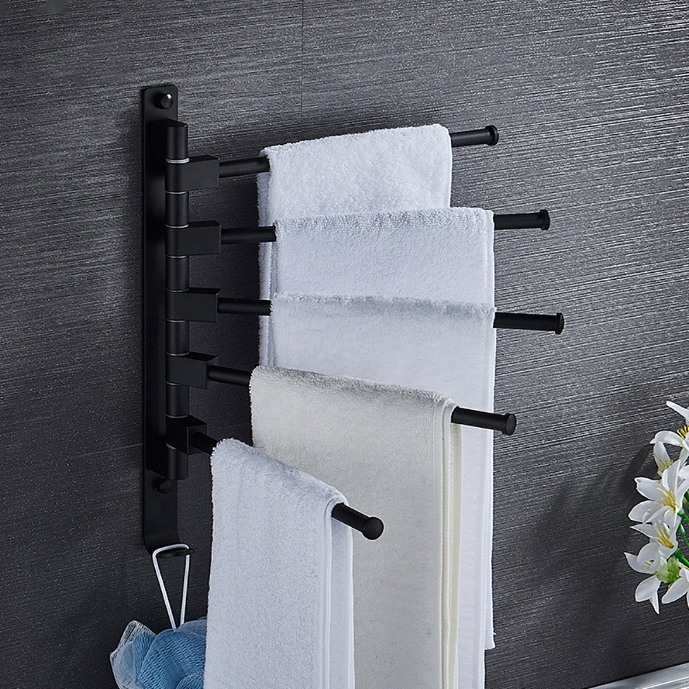 Arm Bathroom Swing Hanger Industrial Pipe Towel Rack Holder Wall Mounted Kitchen Dish Cloth Shelf for Bathroom Kitchen Use Black DOITOOL Swivel Hand Towel Bar 4